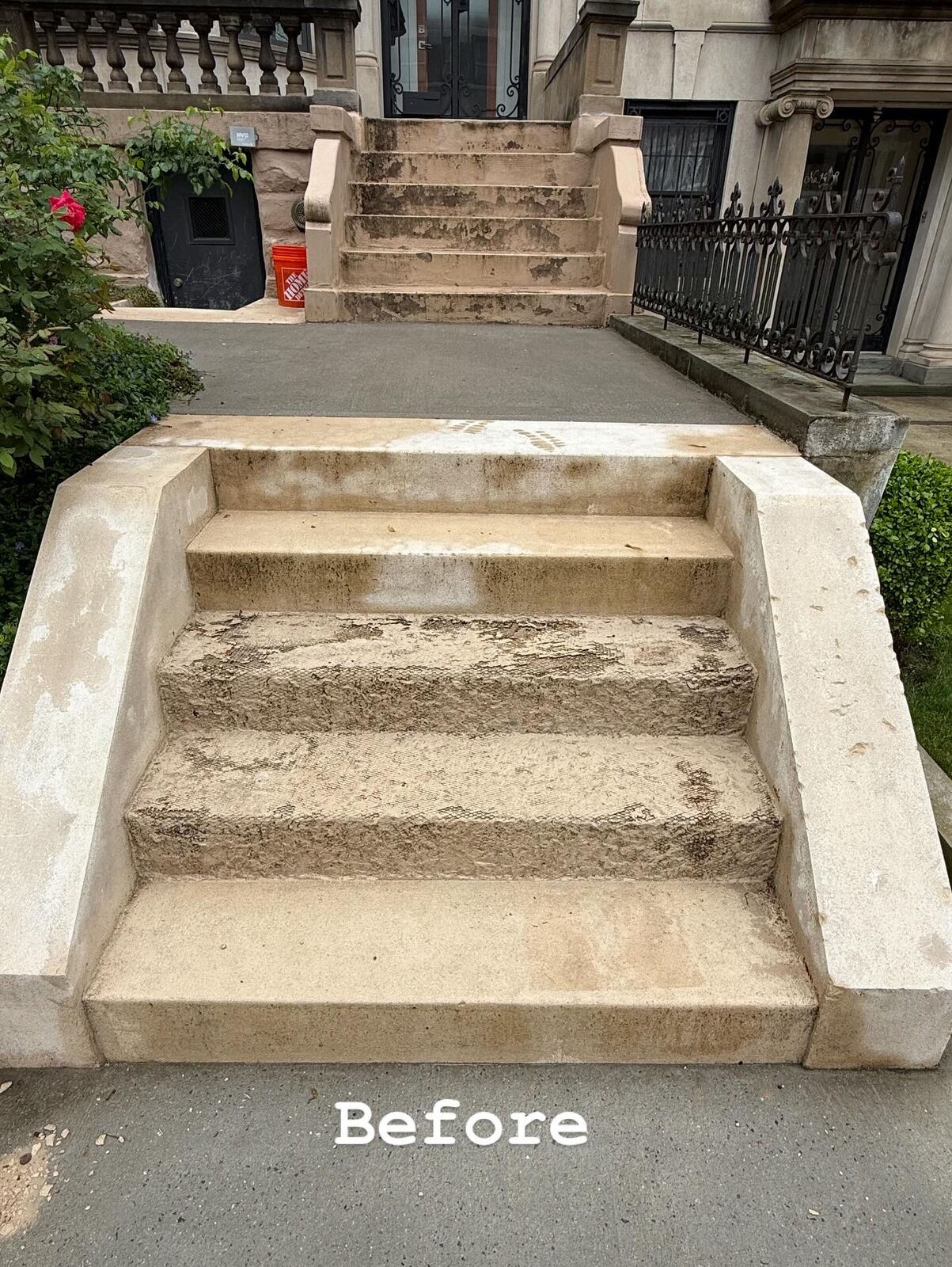 Before: worn treads and open joints