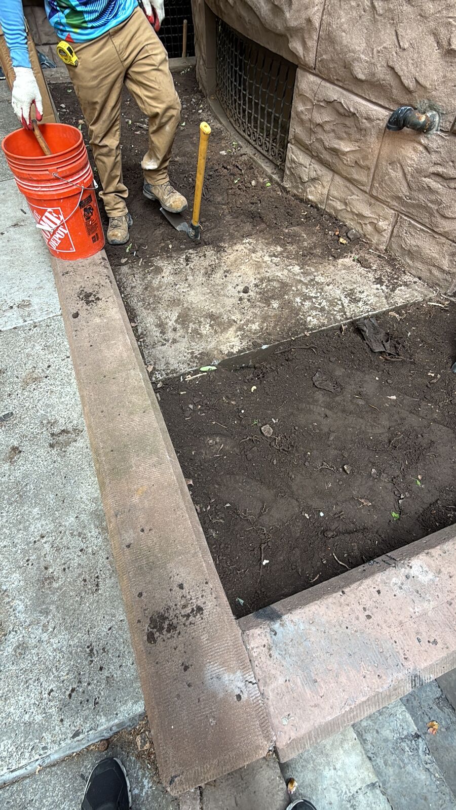 Excavation at the building line