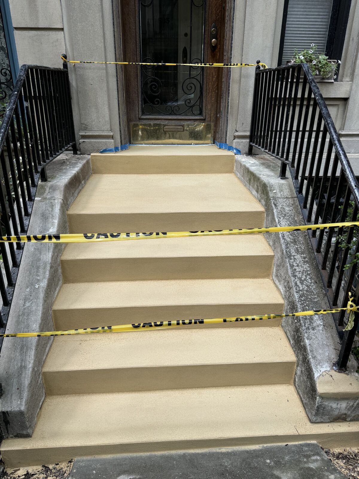 Finish coat curing, entry kept protected