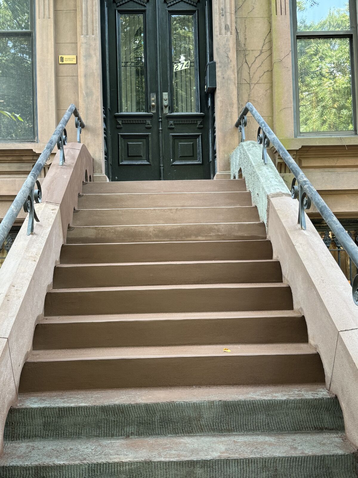 Restored brownstone stoop and entry, Brooklyn