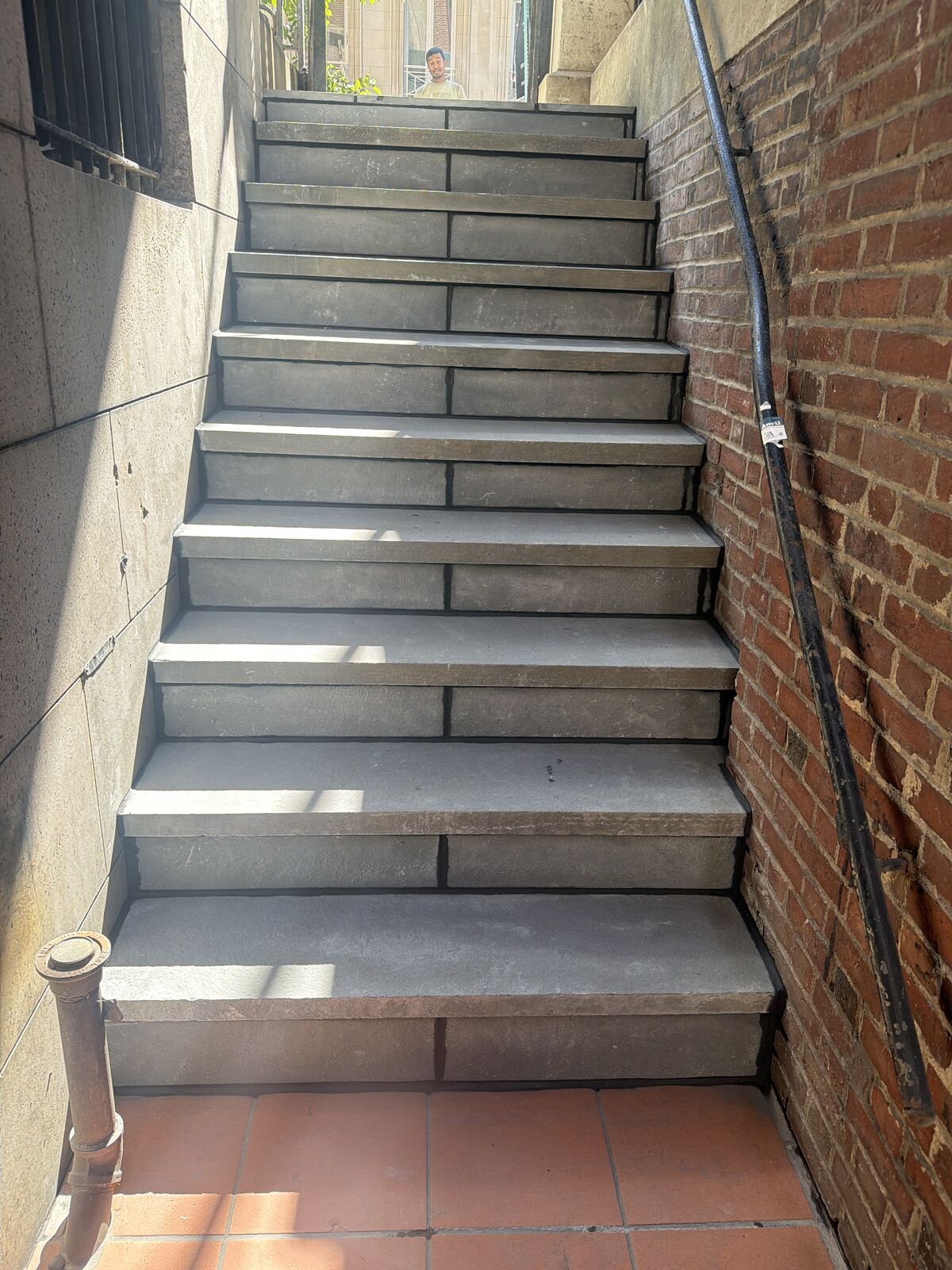Rebuilt bluestone stair, square nosings