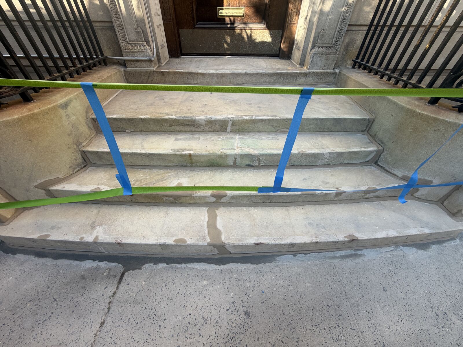 Entrance masked and protected before cleaning